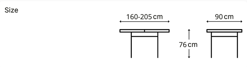 שולחן קרמיקה דגם - מארס 160×90 נפתח ל 205 ס״מ