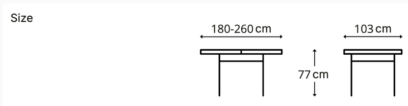 שולחן דגם - טסלה 180×103 נפתח ל 260 ס״מ