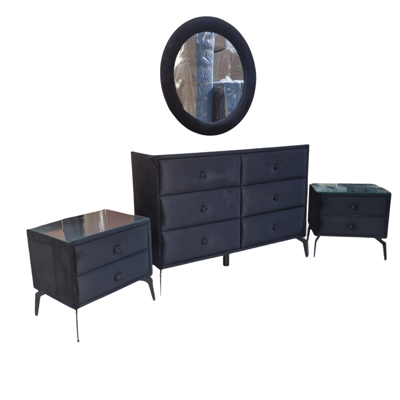 סט שלם של קומודה עם מראה ושידות לילה תואמות דגם - Premium