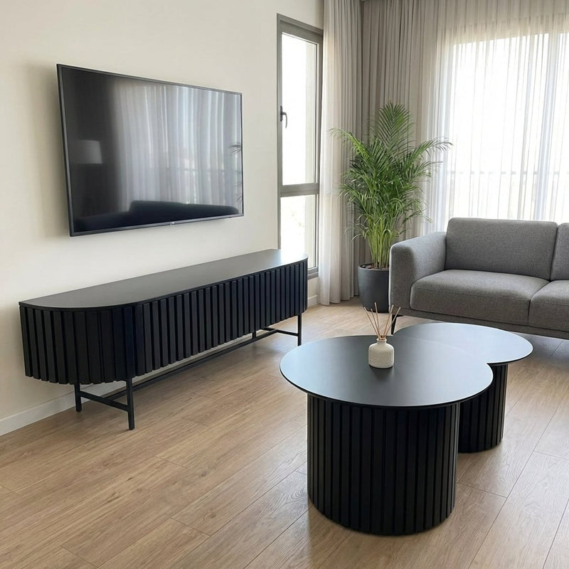 מזנון טלויזיה כולל 2 שולחנות סלון דגם 114