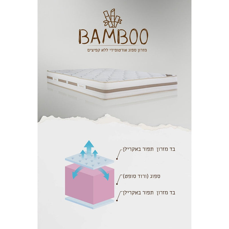 מזרן דו צדדי ללא קפיצים דגם - Bamboo