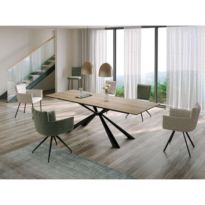 חיסול 🧨 שולחן קרמיקה עם טקסטורת עץ דגם סתיו - 160×90 נפתח ל 240 ס״מ